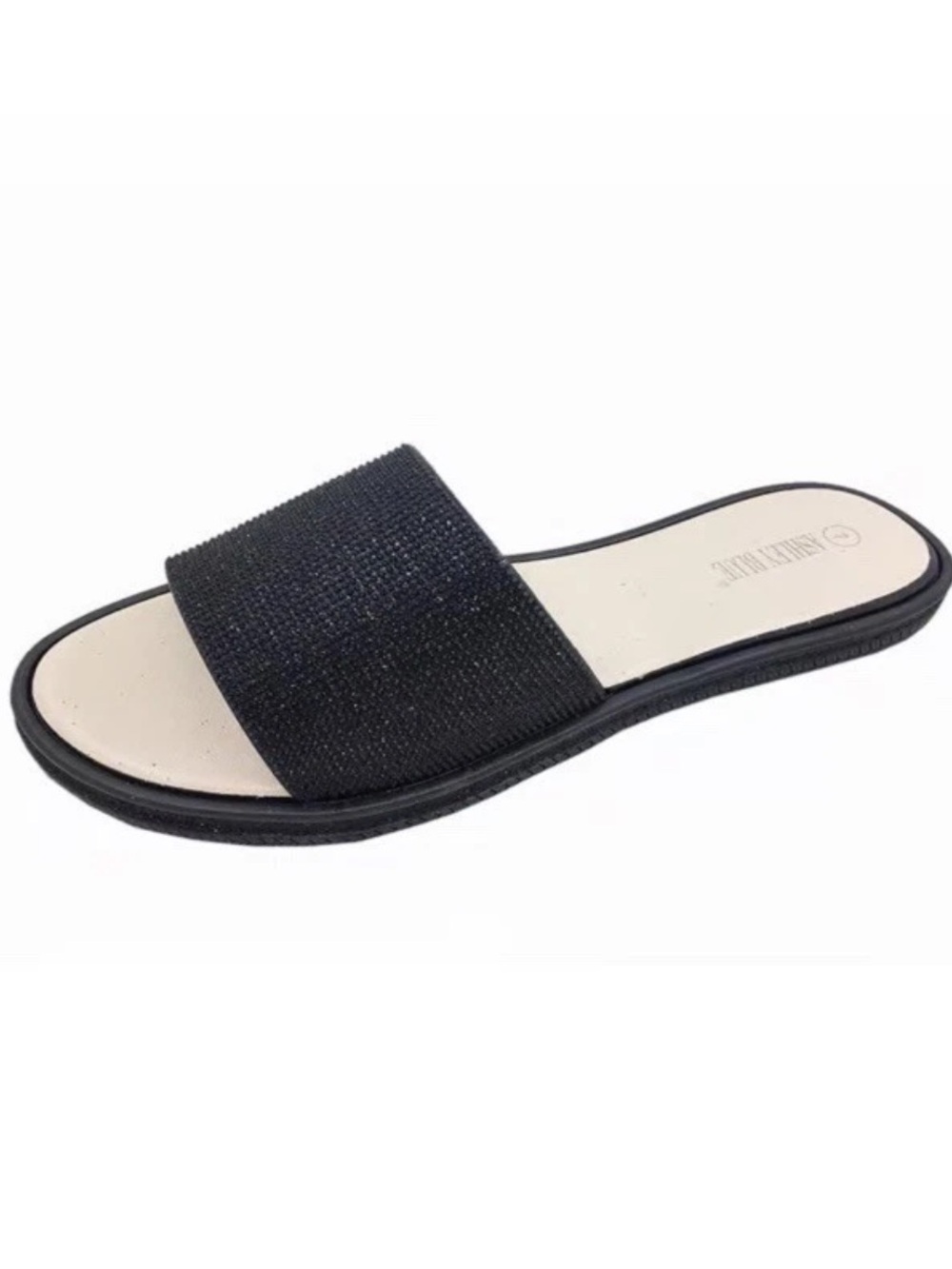 NWT Women's Size 9 Ashley Blue Black Sparkle Slide Sandals